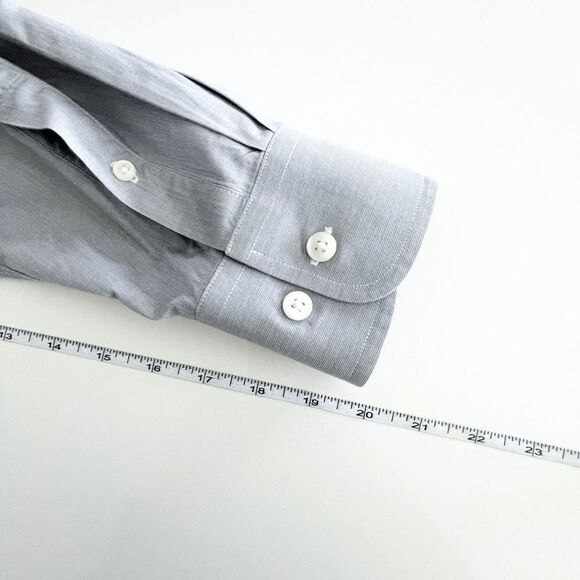 Nautica Mens Collared Classic Dress Shirt Button Long Sleeve Plain Gray Size 16 - Picture 6 of 8